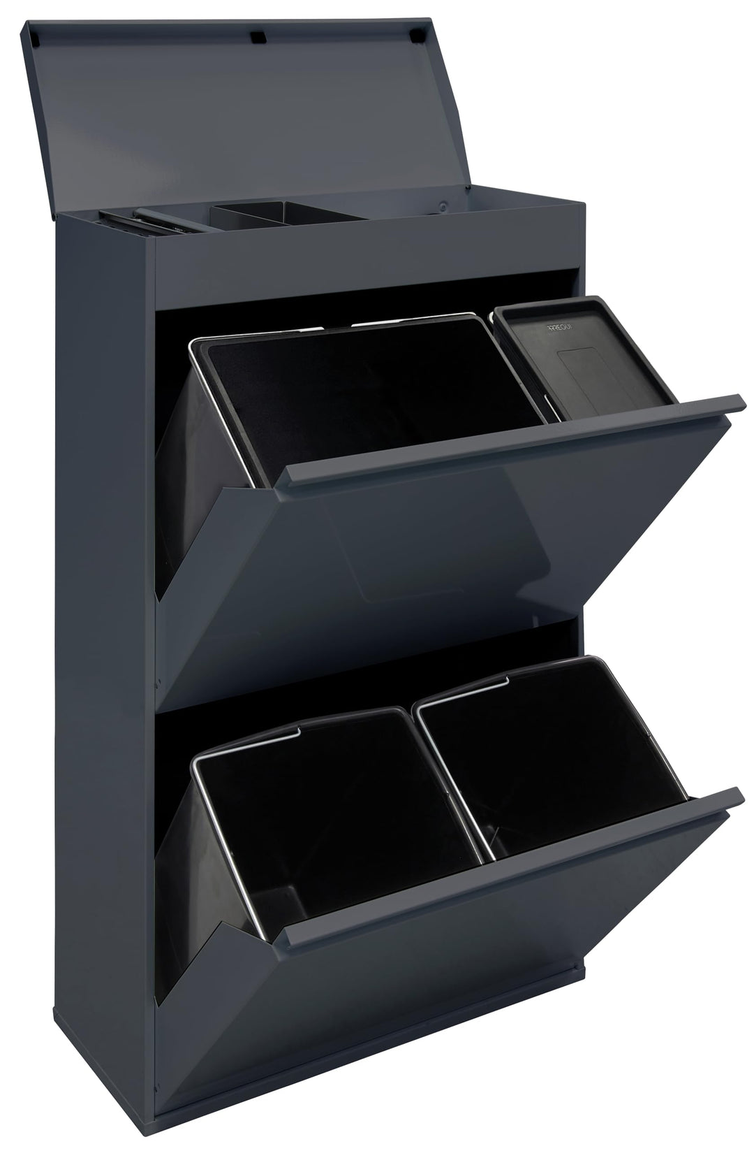 ARREGUI Top CR624-B2 Mülltrennsystem aus Stahl mit Aufbewahrungsbox mit Deckel | 4 Fächer Mülleimer
