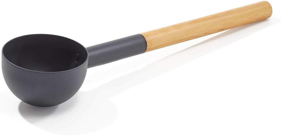 SET> KOLO Sauna Kübel, Kelle + Themometer in Schwarz + Bürste Natur | tolles Sauna-Set | Sauna-Gesch