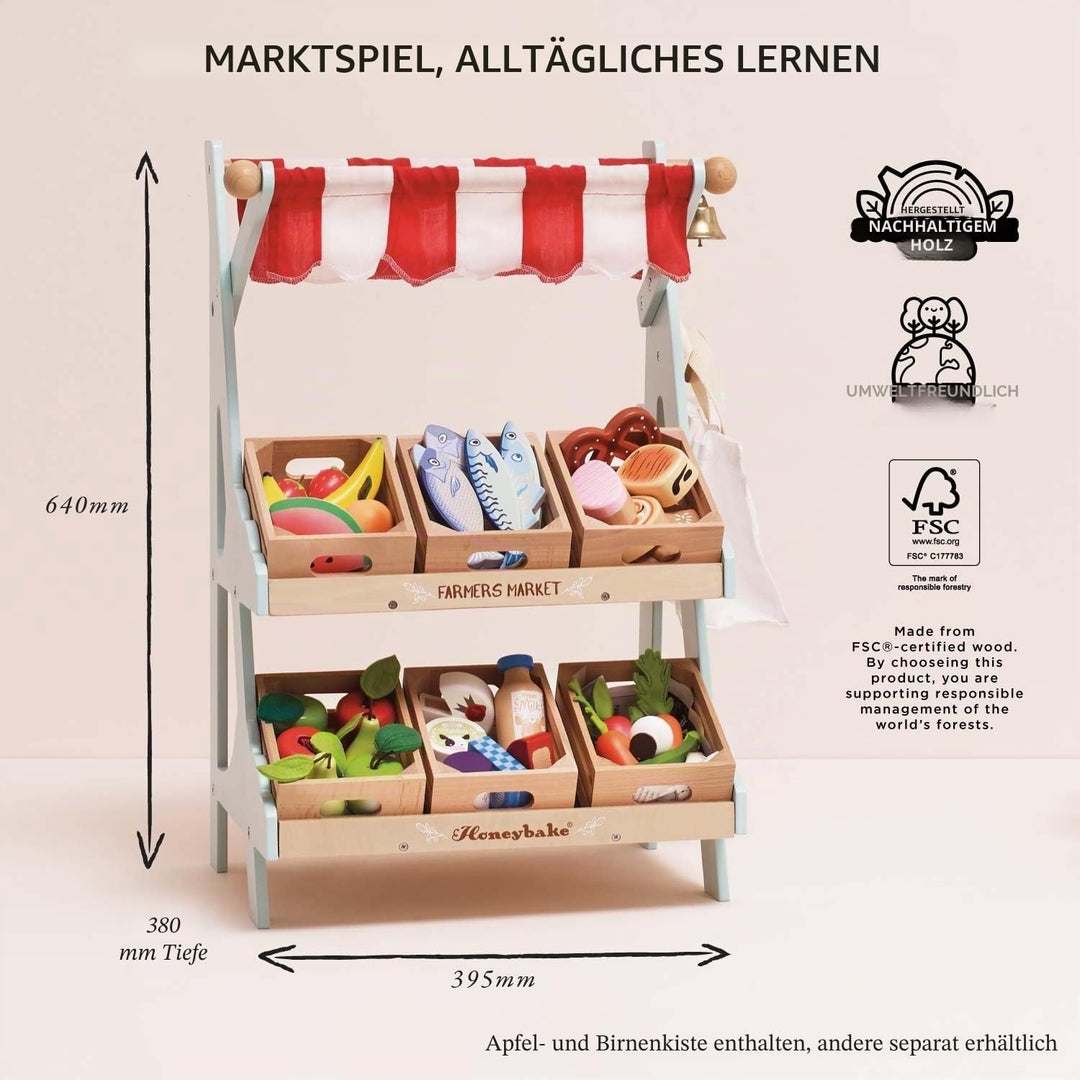 Le Toy Van – Honeybee Market Spielzeugladen aus Holz | Supermarkt-Rollenspiel Lebensmittelladen, TV1