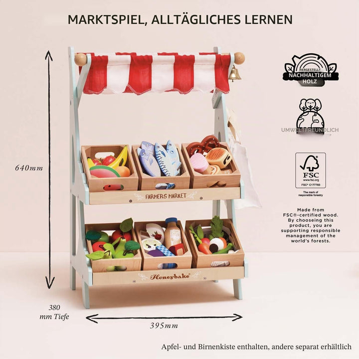 Le Toy Van – Honeybee Market Spielzeugladen aus Holz | Supermarkt-Rollenspiel Lebensmittelladen, TV1