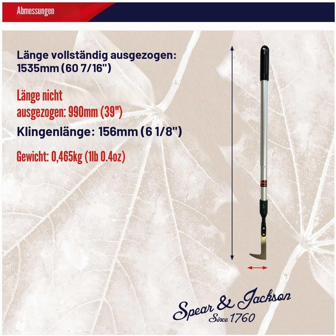Spear & Jackson Razorsharp Enhanced Teleskop-Terrassenmesser, Silber, 97 x 4 x 4 cm Langen Griff, La