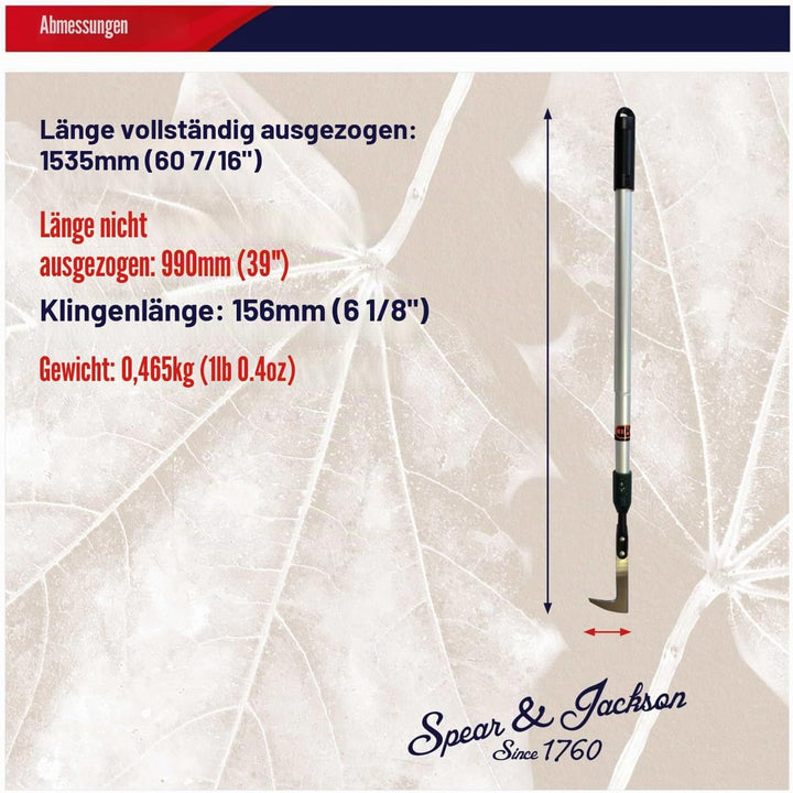 Spear & Jackson Razorsharp Enhanced Teleskop-Terrassenmesser, Silber, 97 x 4 x 4 cm Langen Griff, La