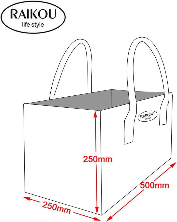 RAIKOU NEU Filztasche Shopper Holzkorb Einkaufstasche Henkeltasche Zeitungskorb Stabile Kaminholztas