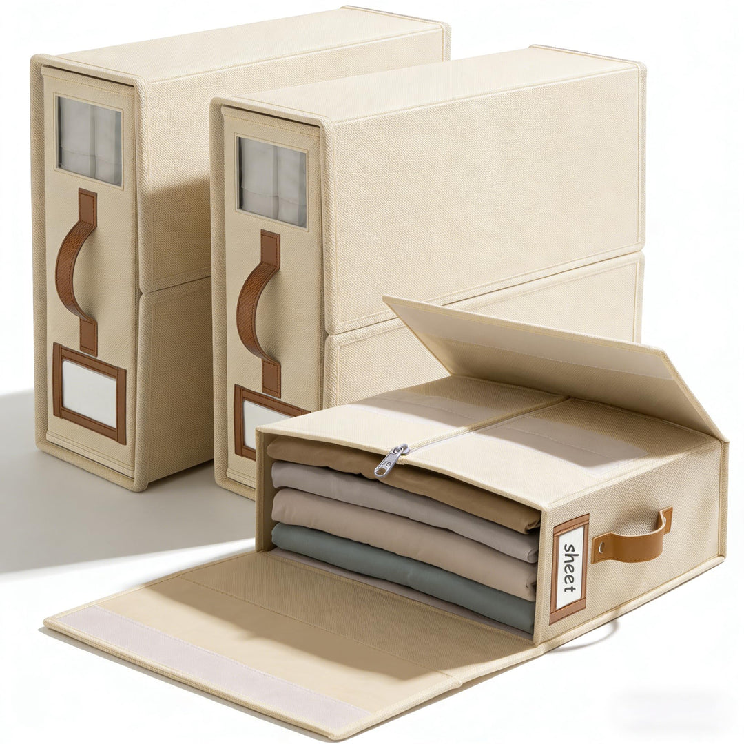 Leinen bettwäsche organizer box | 3 aufbewahrungsbox bettwäsche, atmungsaktiv mit Transparentem Fens