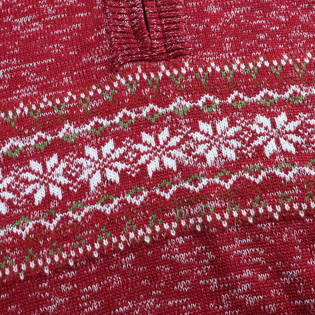 Superora Herren Strickpullover Crewneck Zipper Winterpullover Pullover M Rot, M Rot
