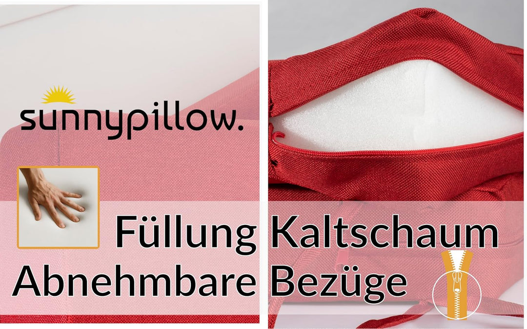 sunnypillow 2er Set Stuhlkissen 45 x 45 cm wasserdicht UV-lichtecht 7cm dick - Outdoor Polsterauflag