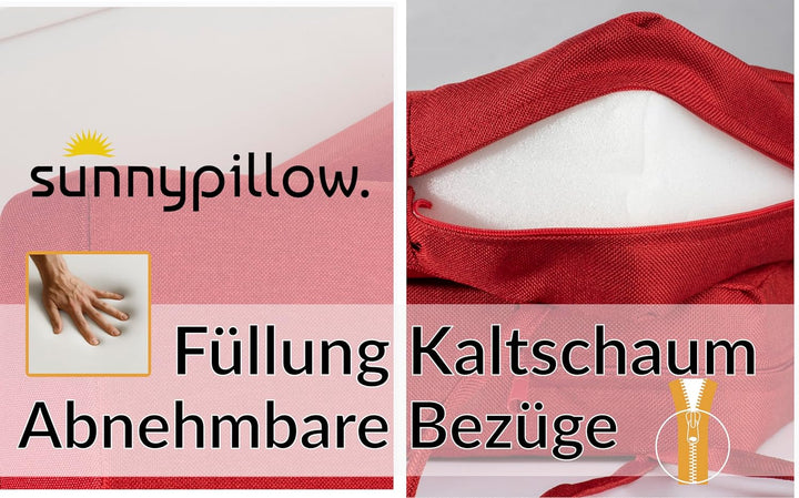 sunnypillow 2er Set Stuhlkissen 45 x 45 cm wasserdicht UV-lichtecht 7cm dick - Outdoor Polsterauflag