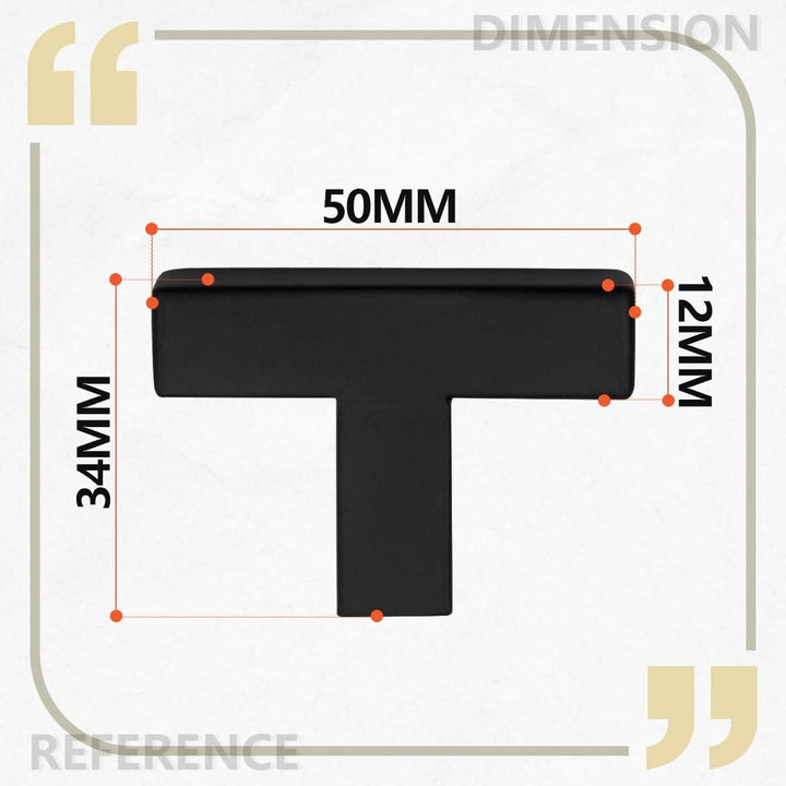 Bwintech 12 Stück 50MM Kabinettgriff Mattschwarz Schrank Pull Griffe, Modisch Edelstahl Quadrat Grif