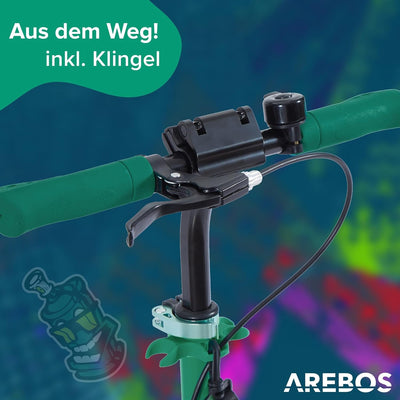 Arebos Cityroller Tretroller mit LED | höhenverstellbar | klappbar | inkl. Tragegurt | Hand- & Tritt