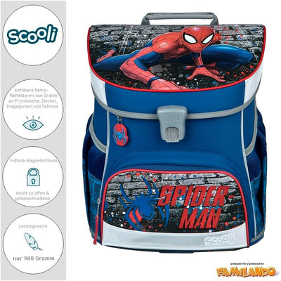 Familando Marvel Spiderman Schulranzen-Set 17tlg. Scooli Campus Fit Pro mit Sporttasche Schultüte 85