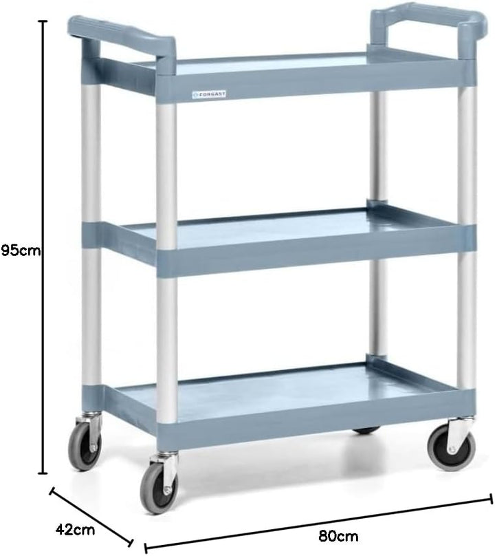Edelstahl Servierwagen | 3 Regale, Böden | 80x42x95cm | Transportwagen |Küchenwagen auf Rollen | Sta