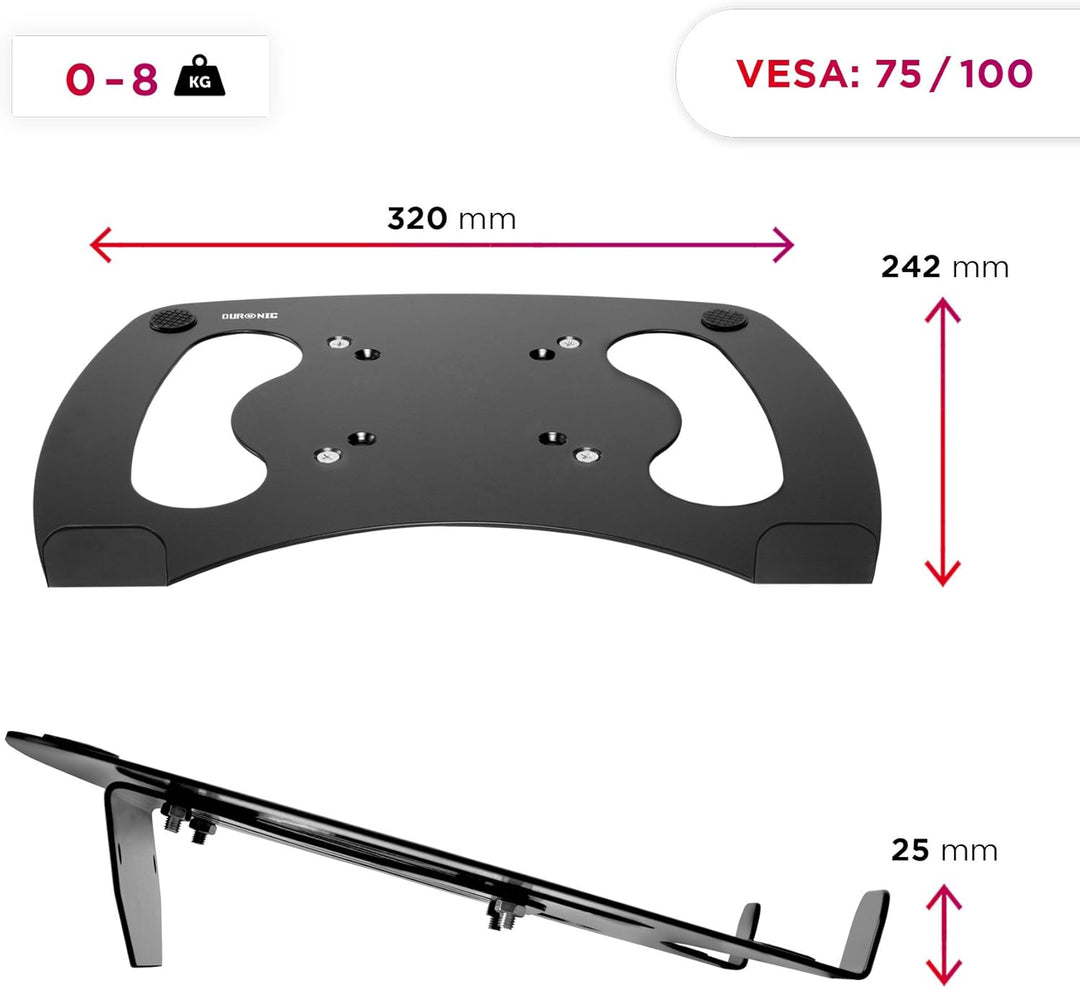 Duronic DML1 BK Laptophalterung | Fläche 32x24,2cm | Belastbarkeit 8kg | Laptopständer für Minitorha