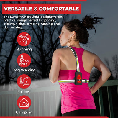 LUMEFIT Lauflicht mit Reflektoren, ideal zum Joggen und Laufen, mit 500 Lumen FrontTaschenlampe, 90°