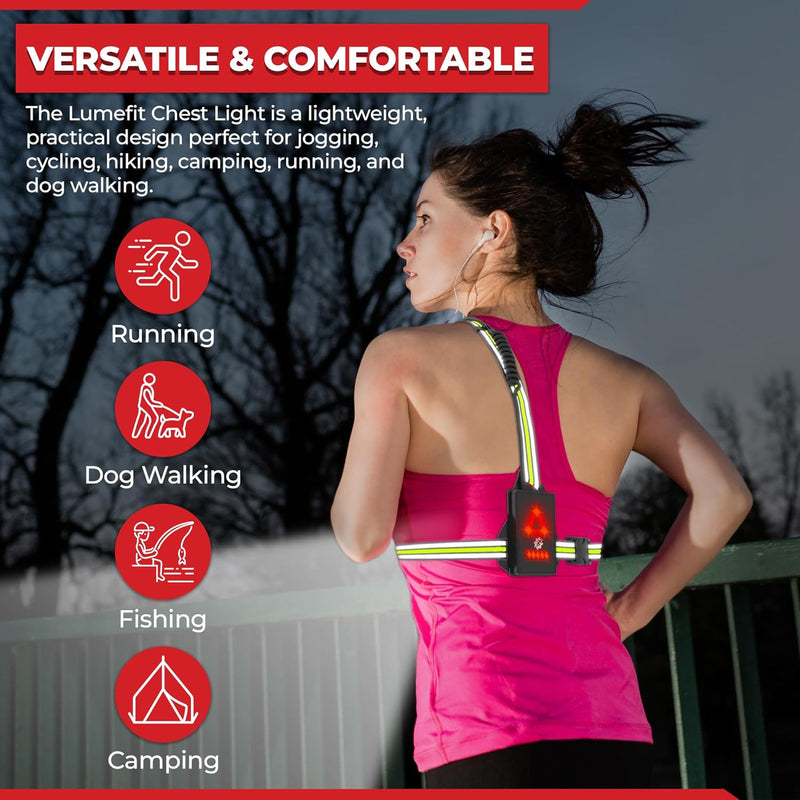 LUMEFIT Lauflicht mit Reflektoren, ideal zum Joggen und Laufen, mit 500 Lumen FrontTaschenlampe, 90°