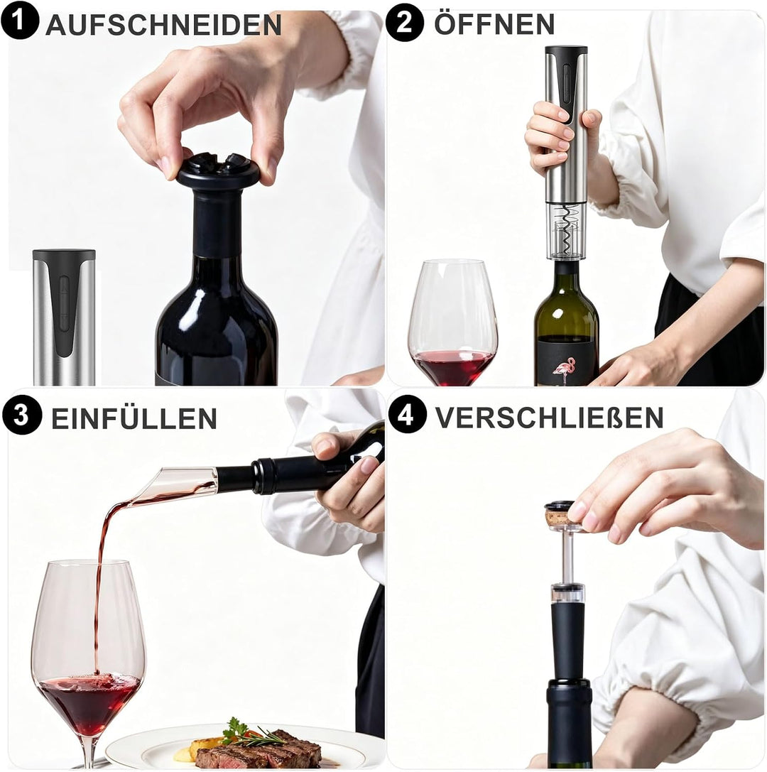 Elektrisches Weinflaschenöffner-Set Wiederaufladbares 5-in-1 Elektrischer Weinöffner Geschenkset, mi