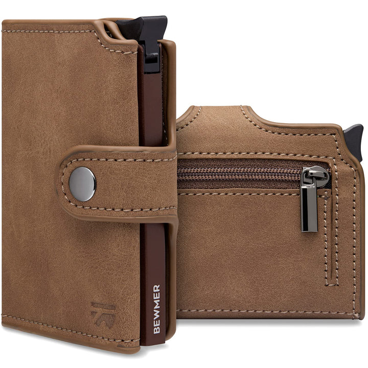 BEWMER 2 Shielded | Herren und Damen Slim Wallet mit RFID-Schutz Anti-Cloning | Kartenetui mit Münzf