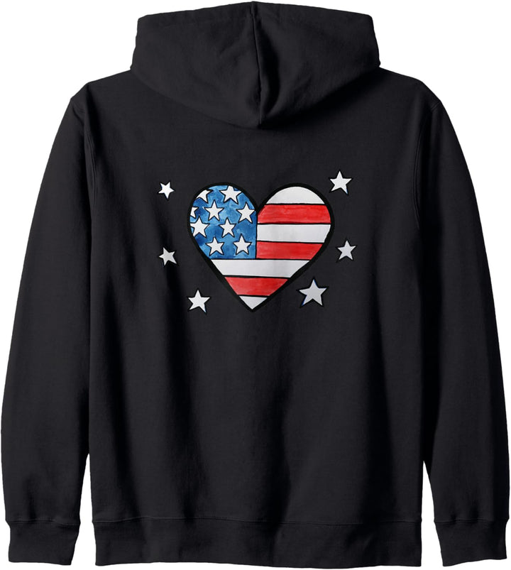 American Flag Heart USA 4th of July American Kapuzenjacke