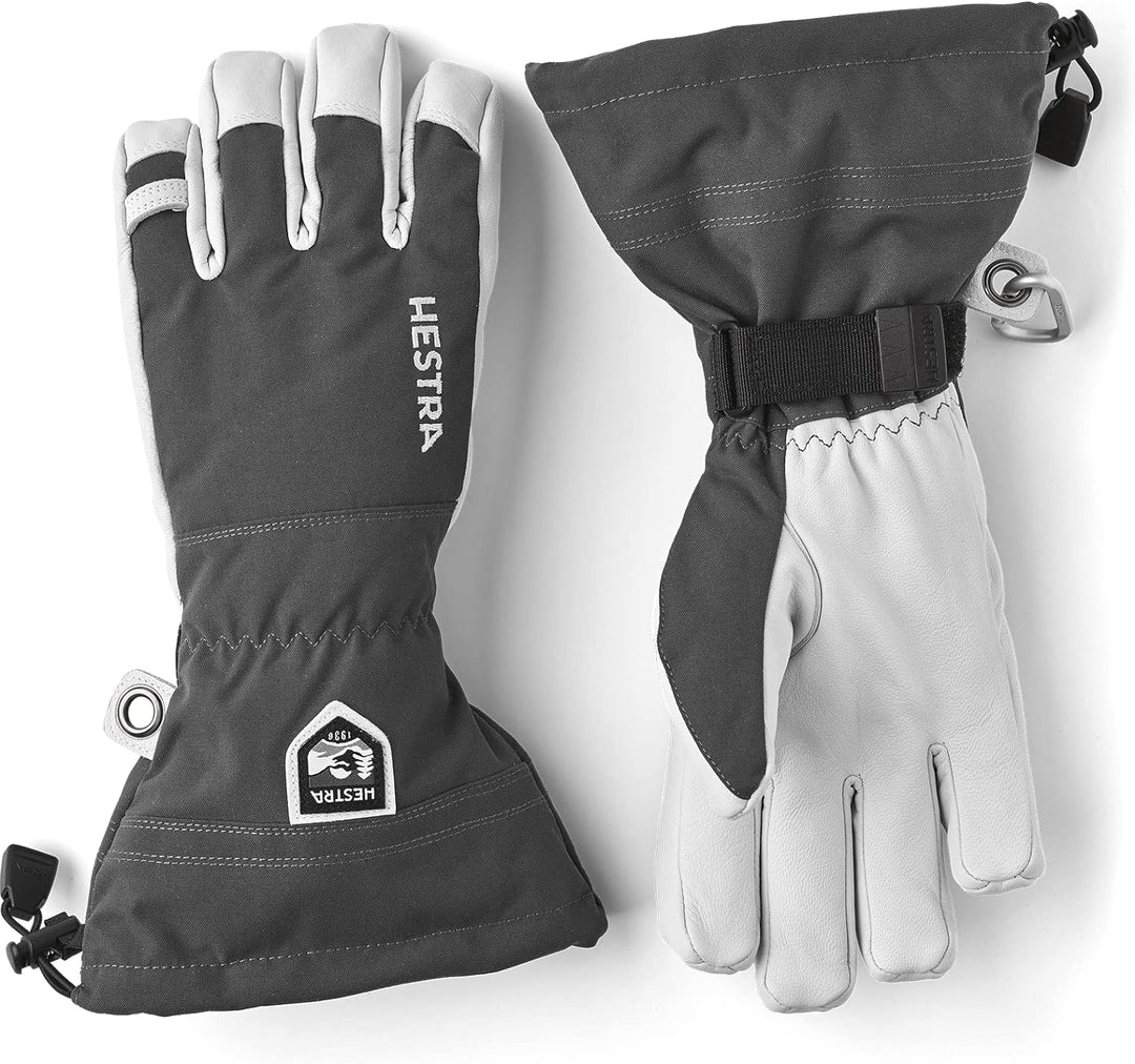 HESTRA Army Leather Heli Skihandschuh - Klassischer 5-Finger-Schneehandschuh zum Skifahren, Snowboar