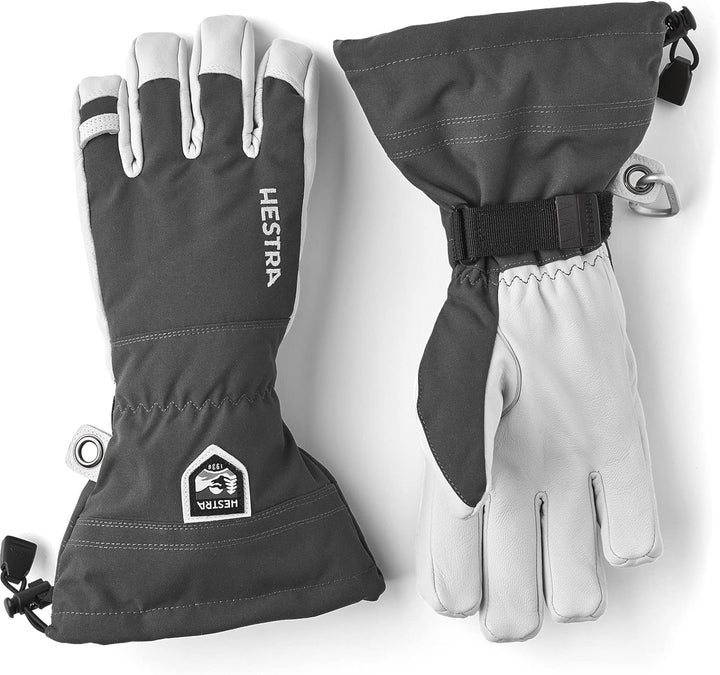 HESTRA Army Leather Heli Skihandschuh - Klassischer 5-Finger-Schneehandschuh zum Skifahren, Snowboar