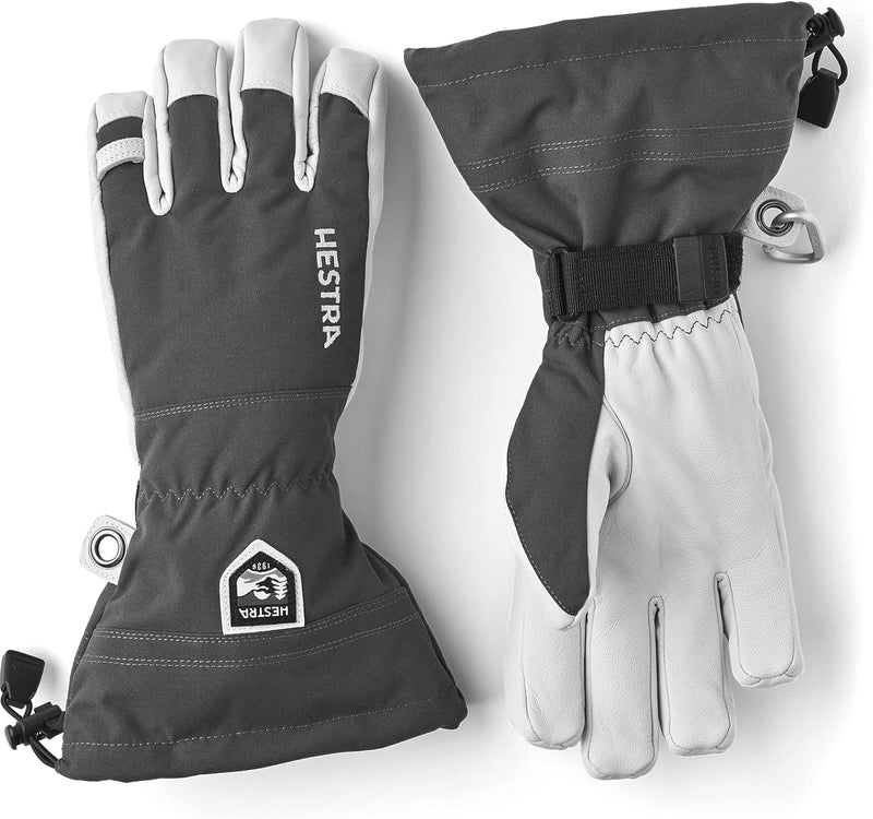 HESTRA Army Leather Heli Skihandschuh - Klassischer 5-Finger-Schneehandschuh zum Skifahren, Snowboar