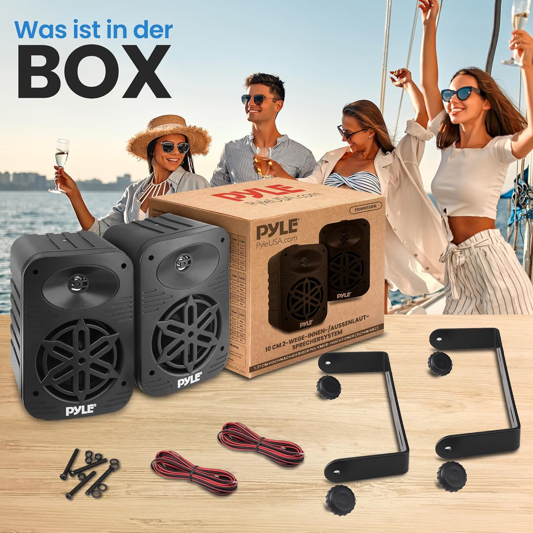 Pyle Lautsprecher Set Outdoor Indoor – 500W 4” 2-Wege Boxen wasserdicht Full Range Stereo Sound, Wet