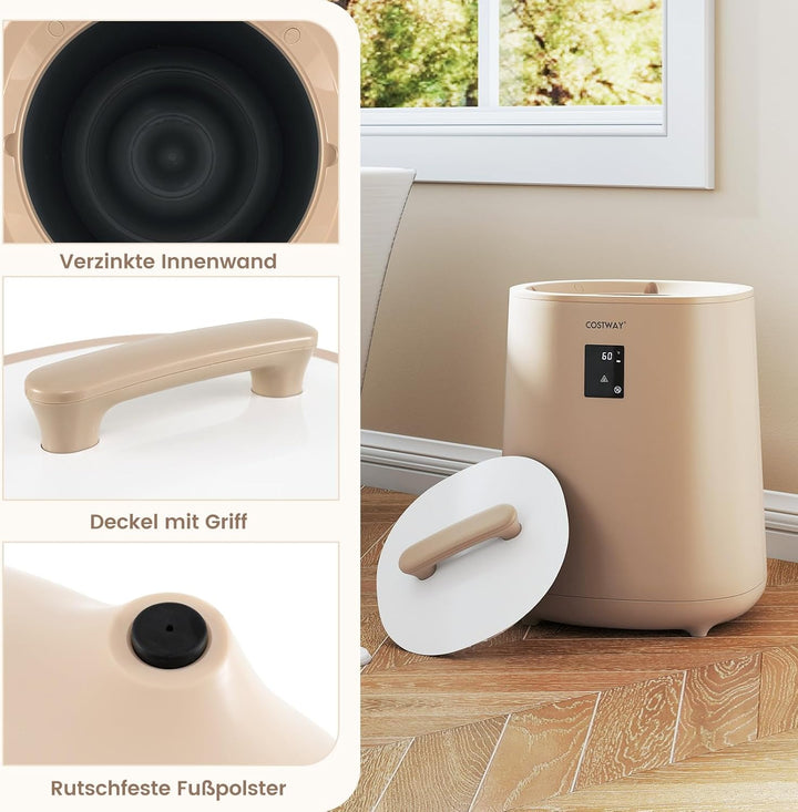 COSTWAY 18L Handtuchwärmer Eimer, Deckenwärmer mit LED-Anzeige & automatischer Abschaltung, tragbare