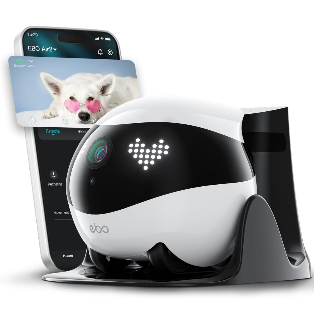 Enabot EBO Air 2 FamilyBot,Haustierkamera mit App,2K Mobiler Heimtierkameras mit Anpassbare Gesichts