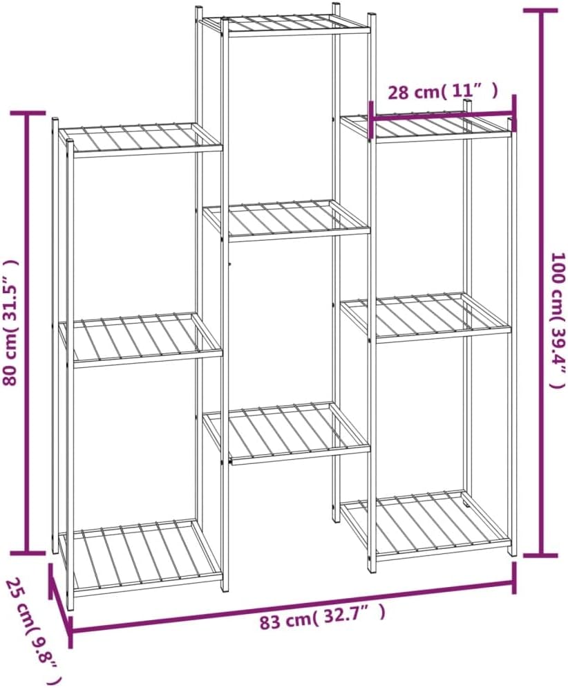 puraday 83x25x100 cm Blumenregal Outdoor Blumenständer Modern Blumenständer Hoch Pflanzenständer Bal