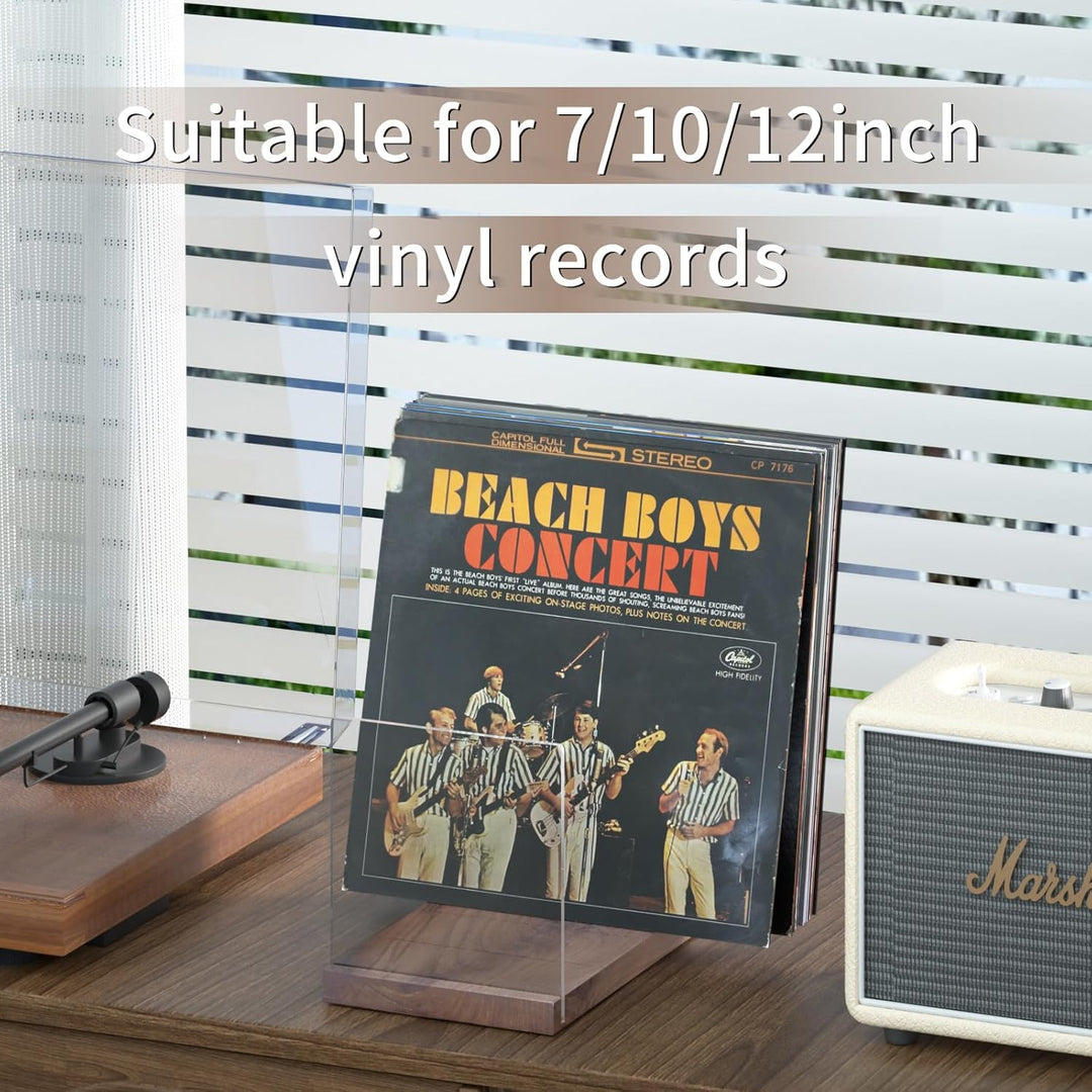Schallplatten-Aufbewahrungshalter, Walnussholz-Ständer mit Acryl-Stützplatte, Album-Display-Zubehör