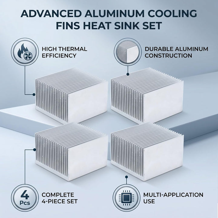 Aluminium Pin Fin Kühlkörper Eloxiert für LED Elektronik und CPU Modul 60x60x39mm, 4 Stück (Ohne Kle