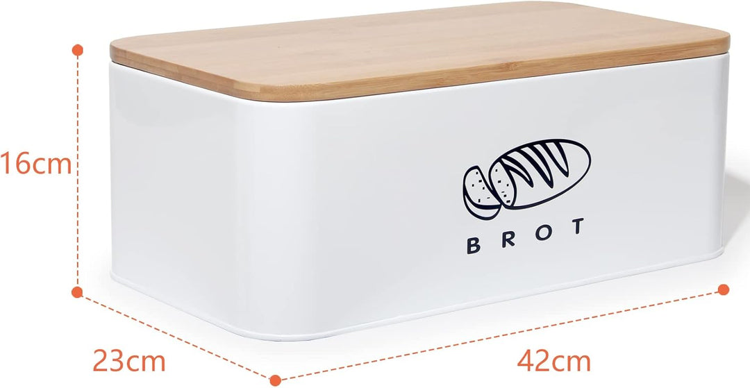 Theo&Cleo Brotkästen mit Deckel, 42cm * 23cm * 16cm, Deckel aus Ökologisches Bambus, Kann als Schnei
