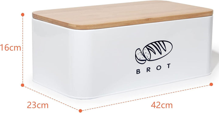 Theo&Cleo Brotkästen mit Deckel, 42cm * 23cm * 16cm, Deckel aus Ökologisches Bambus, Kann als Schnei