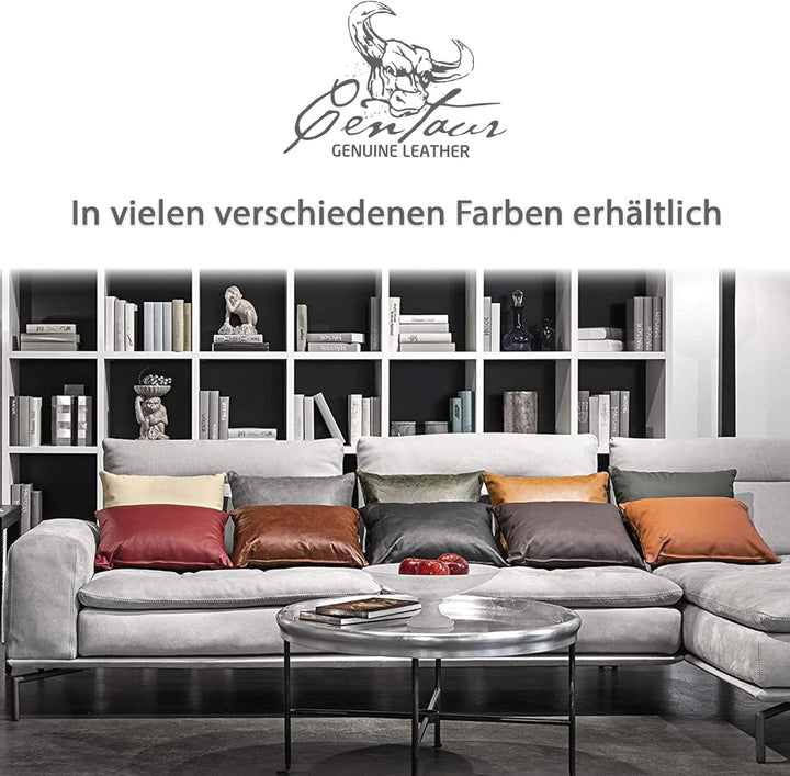 Centaur - Deko Lederkissen 50 x 30 cm für Sofa oder Schlafzimmer nussbraun - Echt Leder Kissen Echtl