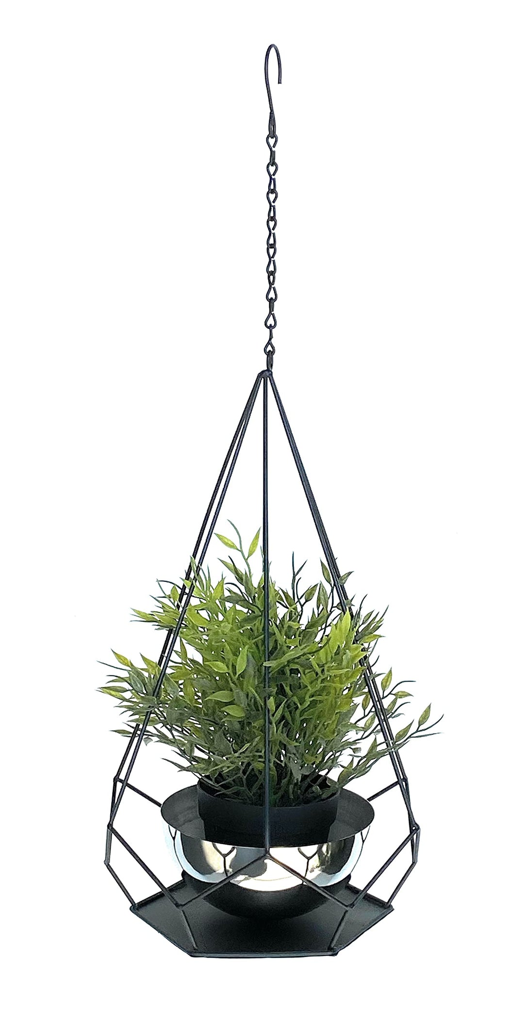 DanDiBo Blumenampel Innen Metall Wand Hängepflanzen 59 cm 96095 S mit Topf 6 Ecken Pflanzenhänger Bl