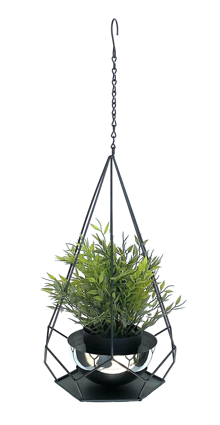 DanDiBo Blumenampel Innen Metall Wand Hängepflanzen 59 cm 96095 S mit Topf 6 Ecken Pflanzenhänger Bl