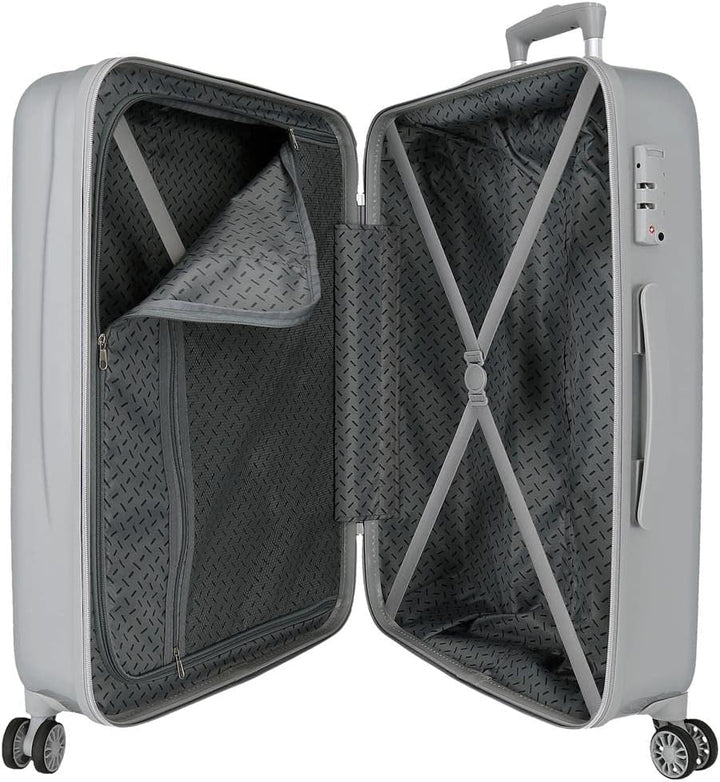 Disney Mickey 100 Kofferset Grau 55/68 cm Starres ABS Seitenkombinationsschloss 104L 6 kg 4 Doppelro