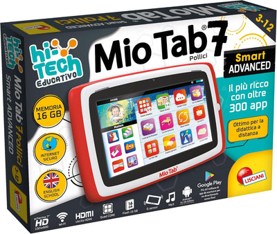 Liscianigiochi -Mio Tab 7'' Smart Advanced, Kinder 6-12 Jahre, Speicher 16 GB, autonom, sensorische