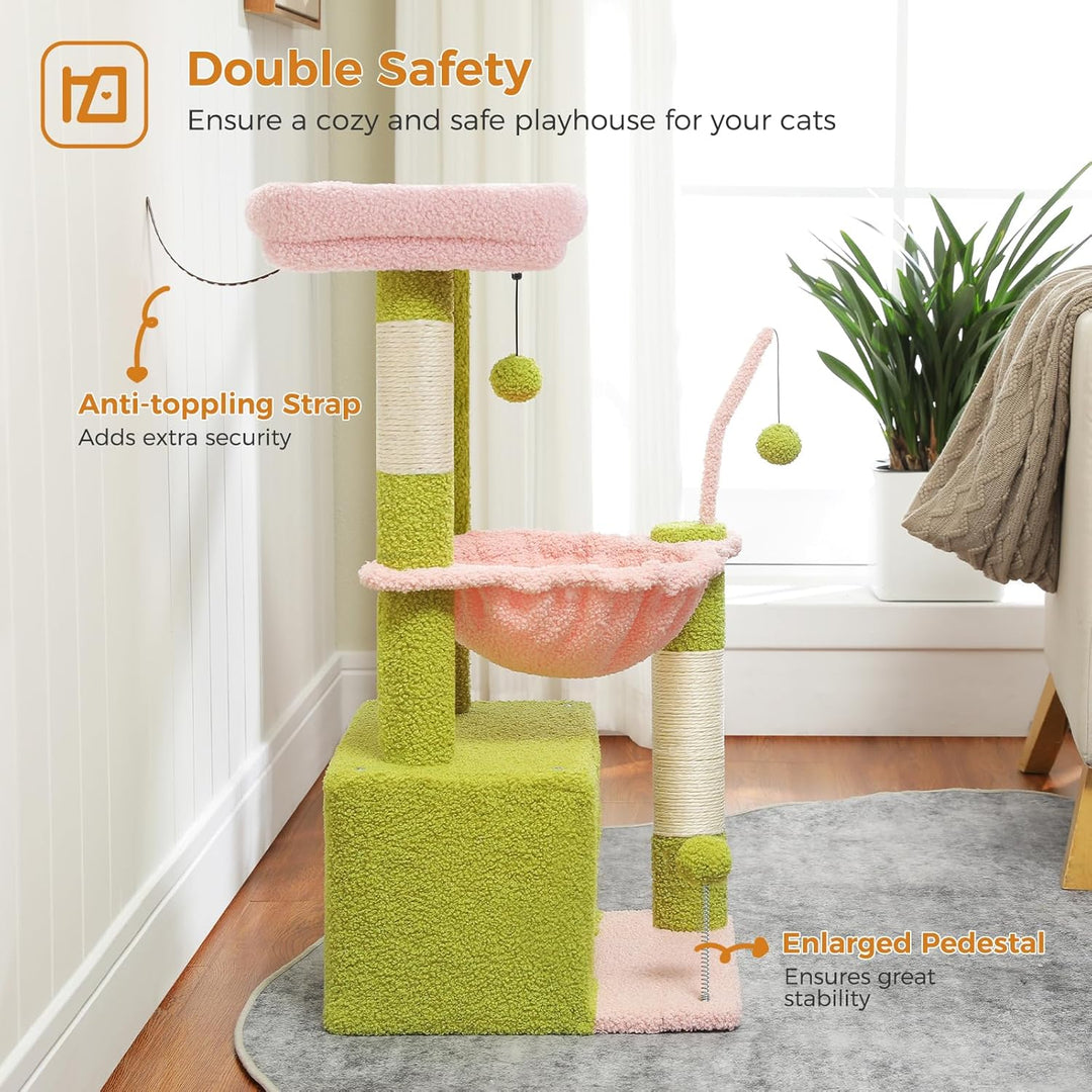 PAWZ Road Kleiner Katzenbaum Katzenbaum für Indoor-Katzen mit Hängematte, Katzenturm mit Sisal-überz