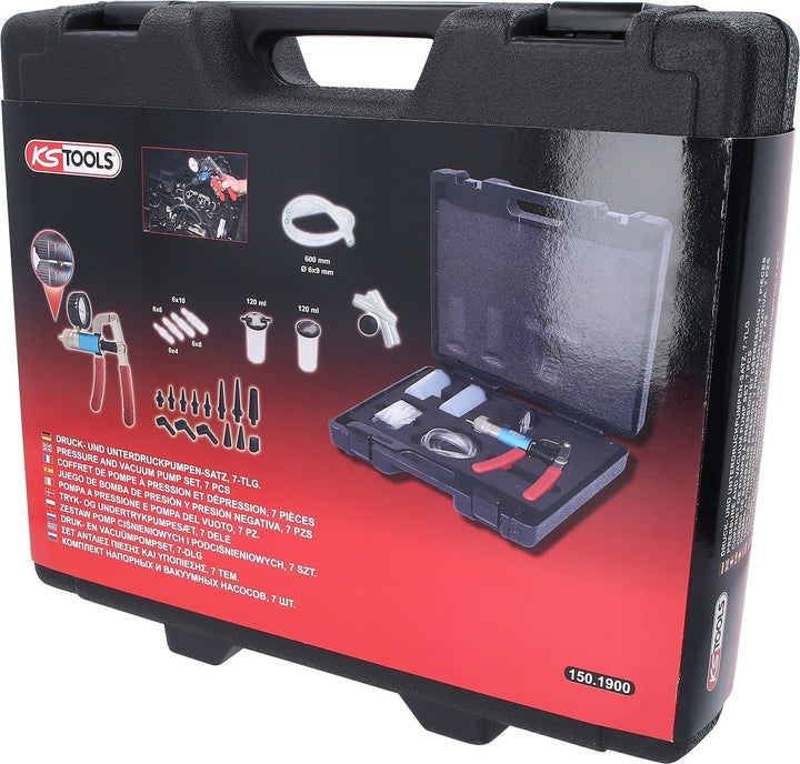 KS Tools 150.1900 KFZ Druck- und Unterdruckpumpen-Satz, 7-tlg., 7pcs