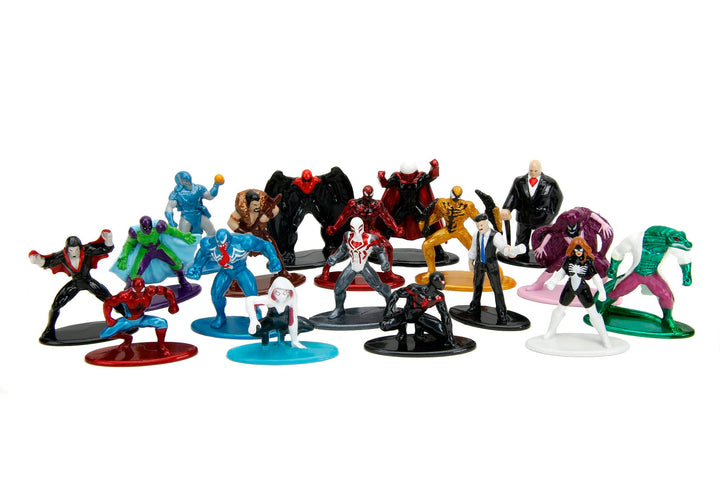 Jada Toys Marvel Spider-Man Figuren (18 Stück) - Multi-Set Nano-Sammelfiguren aus Metall, u.a. mit S