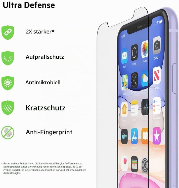 Belkin ScreenForce InvisiGlass Ultra antimikrobieller Displayschutz für das iPhone 11 (iPhone 11 Dis