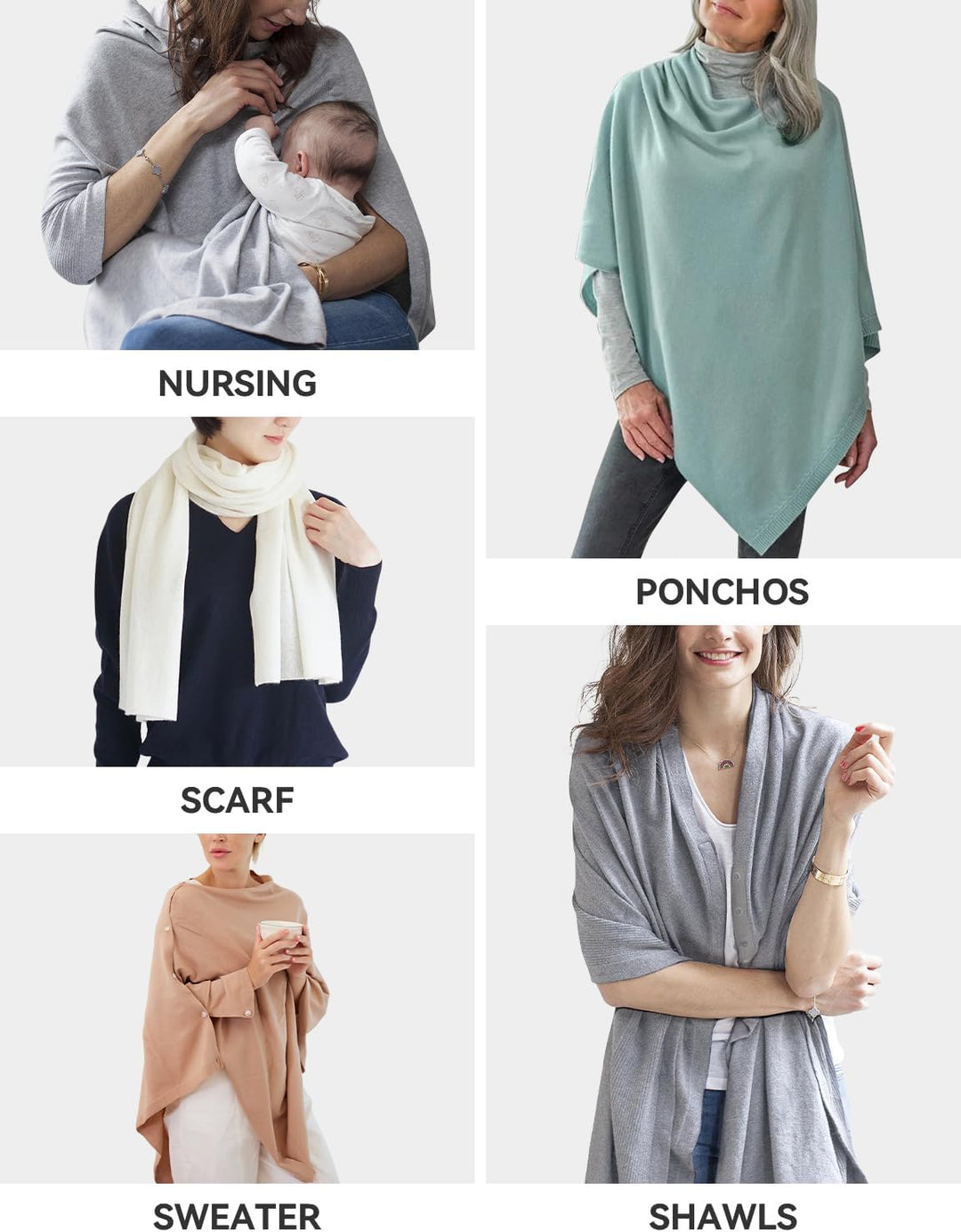 DiaryLook Kaschmir-Feeling gestrickter Poncho Damen Elegant, Langer Cape Damen Poncho für Frauen, we