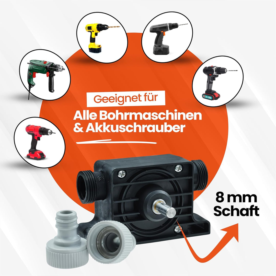Rexxer | Bohrmaschinenpumpe | Aufsatz 3/4" | 2 m Schlauch aus Kunststoff | Tragbar | Schnelle Pumpge