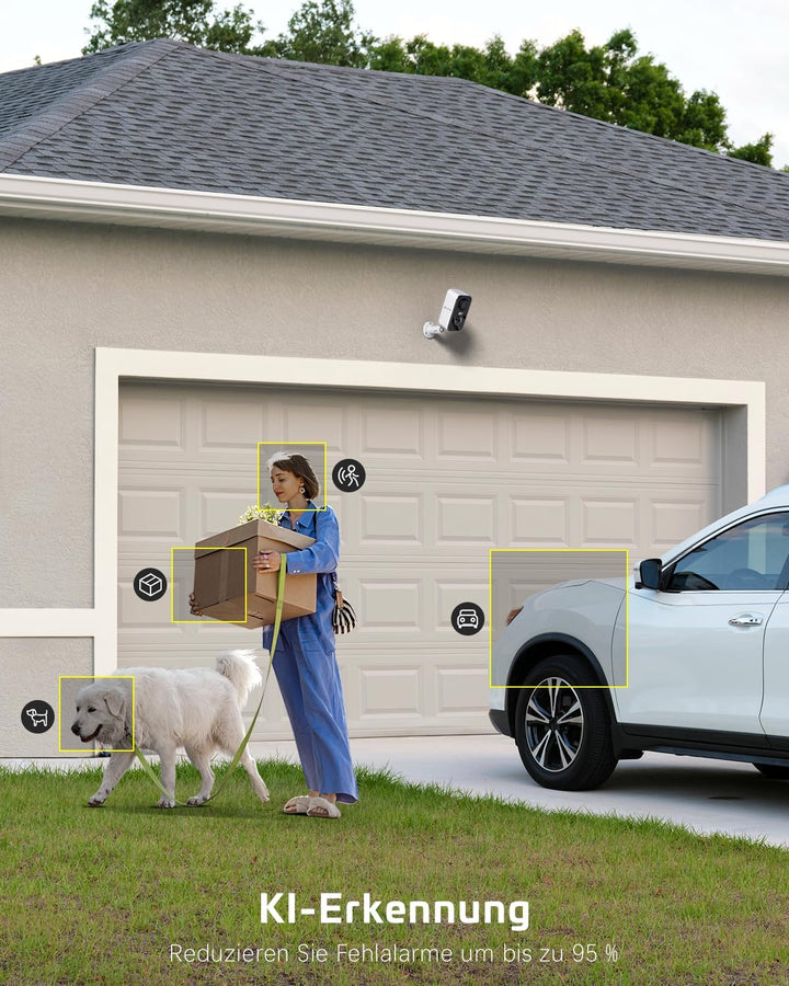 COCOCAM 2K Überwachungskamera Aussen Akku Kabellos WLAN Kamera Outdoor, Überwachungskamera Innen/Aus