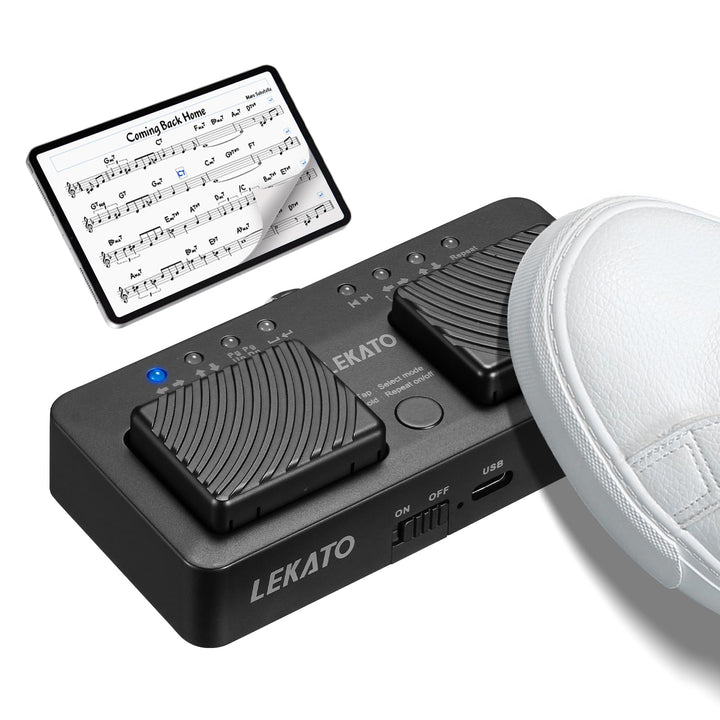 LEKATO Bluetooth Page Turner Pedal für Tablet Smartphone, Wiederaufladbares Page Turning Pedal, Drah