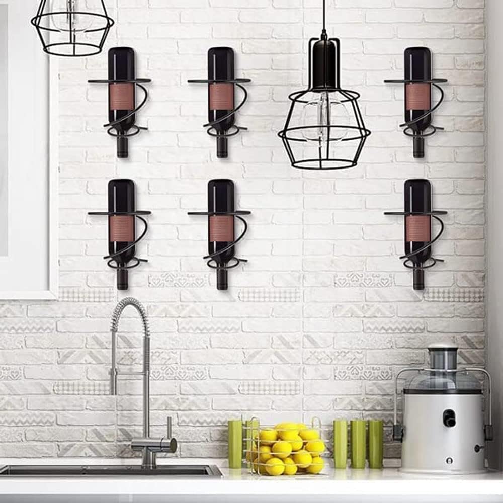 Packung mit 6 An der Wand Montierten Regalen - Rot Flaschen Display Halter mit Schrauben, Metall Org