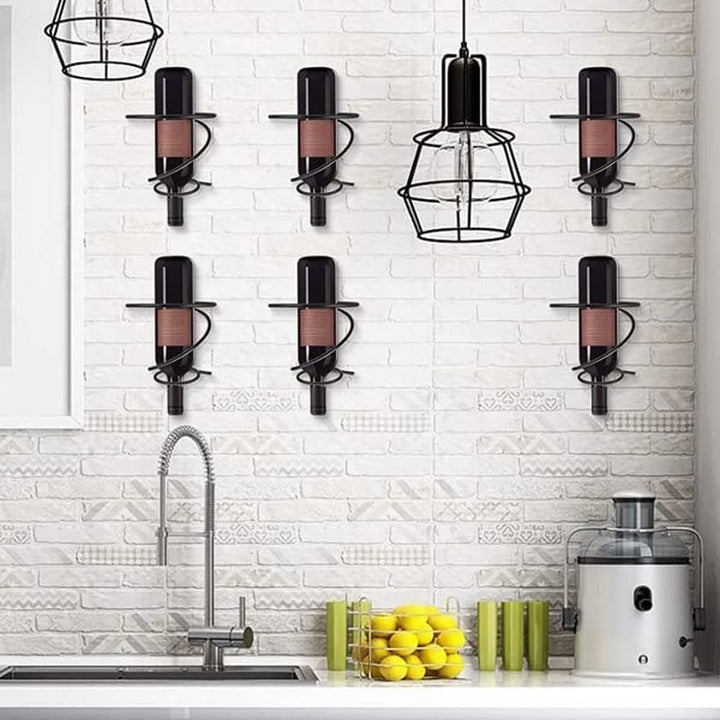 Packung mit 6 An der Wand Montierten Regalen - Rot Flaschen Display Halter mit Schrauben, Metall Org