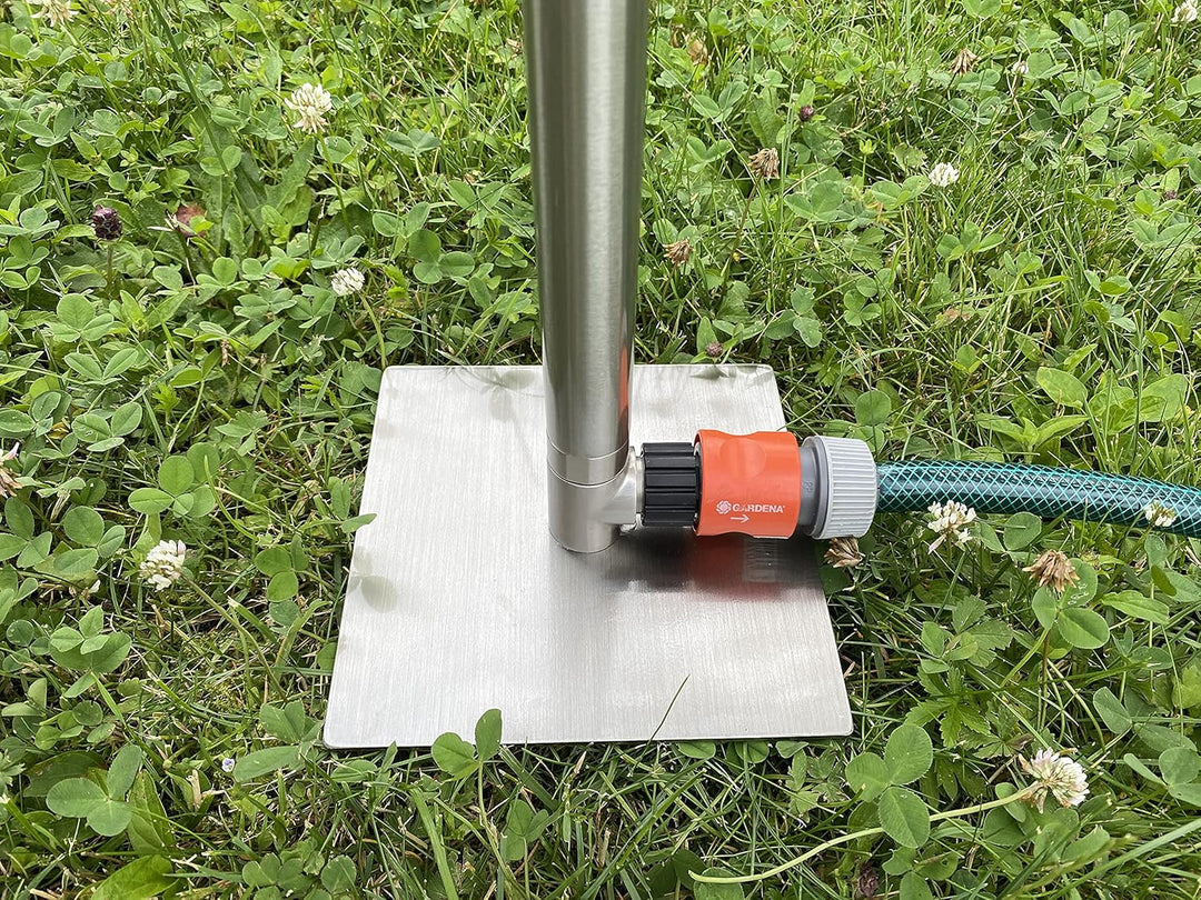 Design Gartendusche Aussendusche Pooldusche Deluxe aus hochwertigem Edelstahl Nickel gebürstet, Kopf