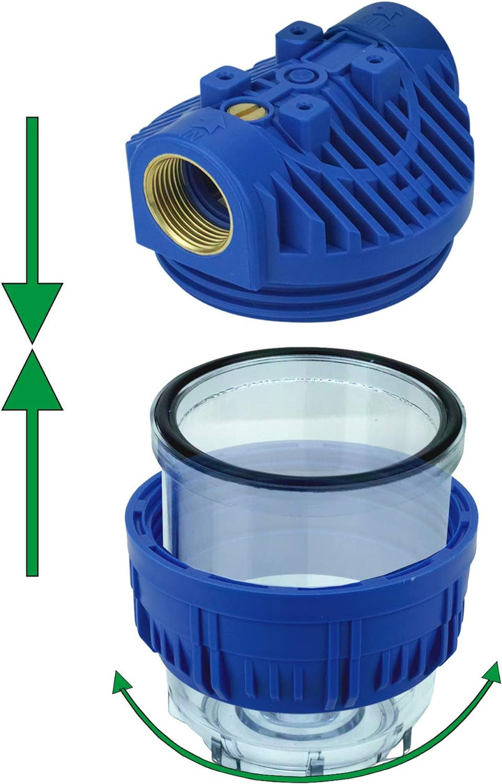 Wasserfilter 5 Zoll, Anschluss 1" Garten Haus Schmutzfilter Sandfilter mit 3x Filtereinsatz (Faserfi