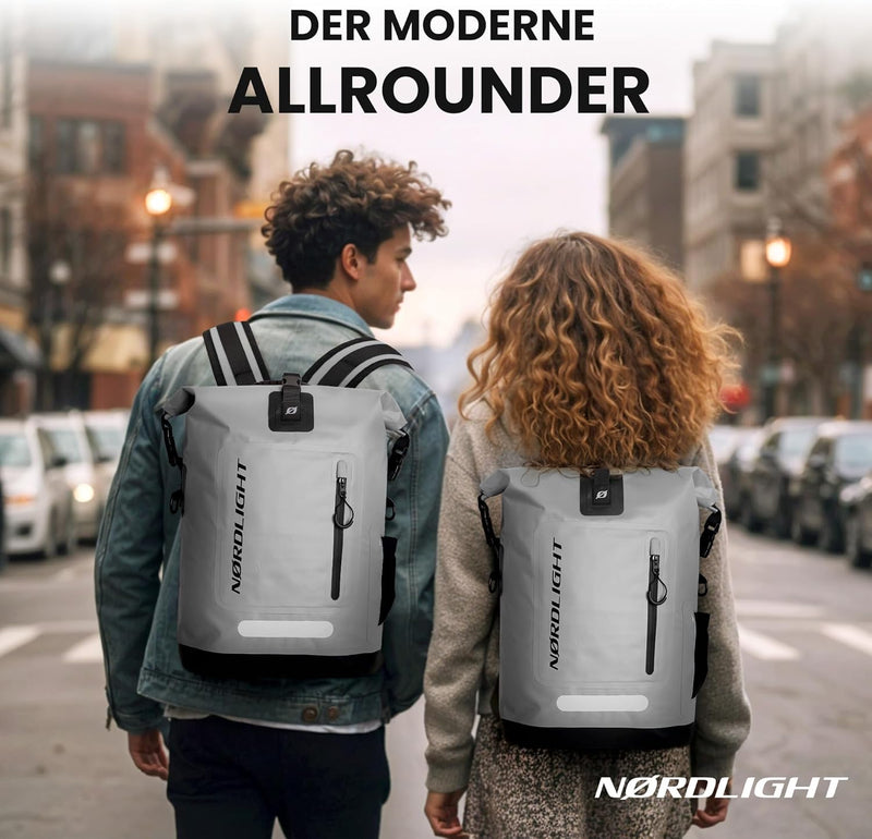 Nordlight Wasserdichter Rucksack Roll Top 25L - Hybrid 25" | Dry Bag Rucksack mit 15 Zoll Laptopfach